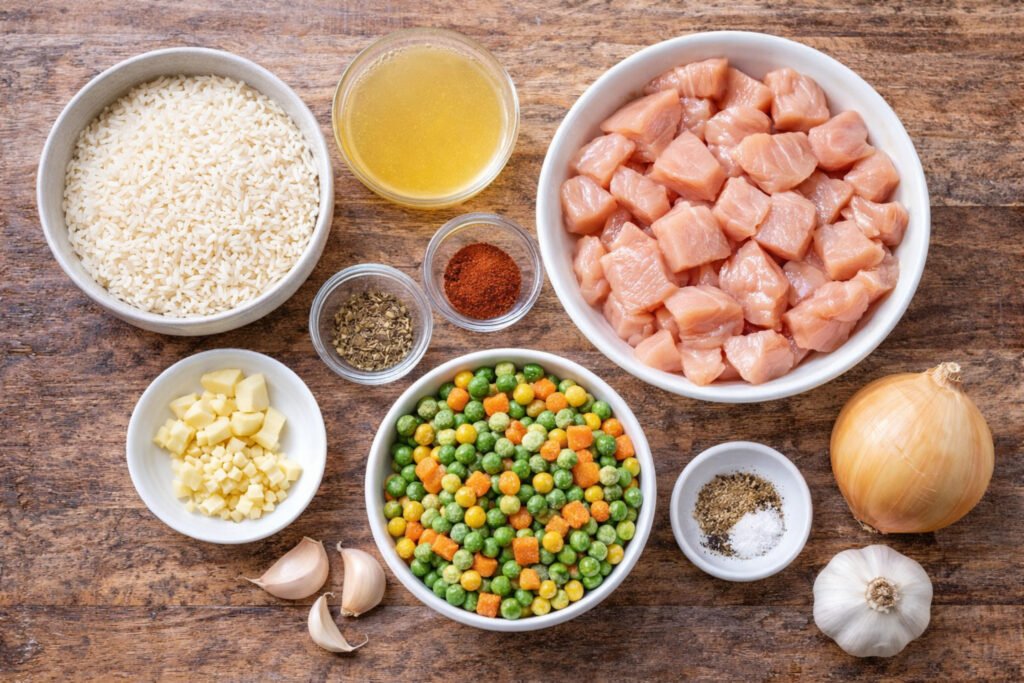 Ingredients for Budget Chicken and Rice Skillet