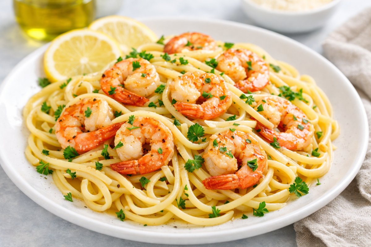 Easy Lemon Garlic Shrimp Pasta