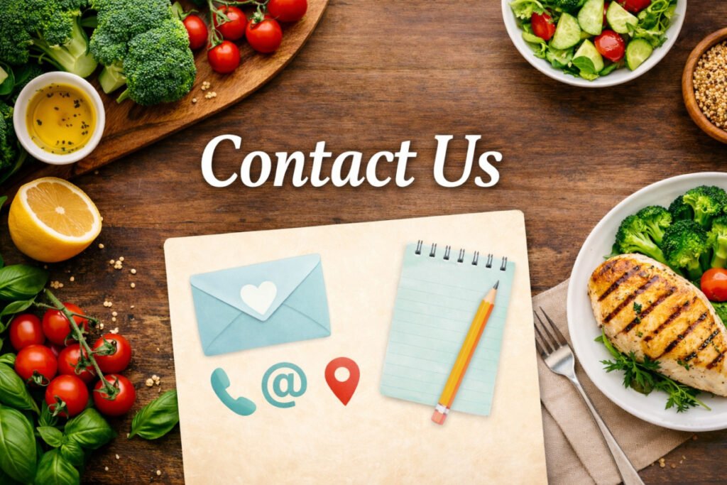 Family cooking together in a kitchen representing contacting The Family Meal Plan for recipe questions and feedback