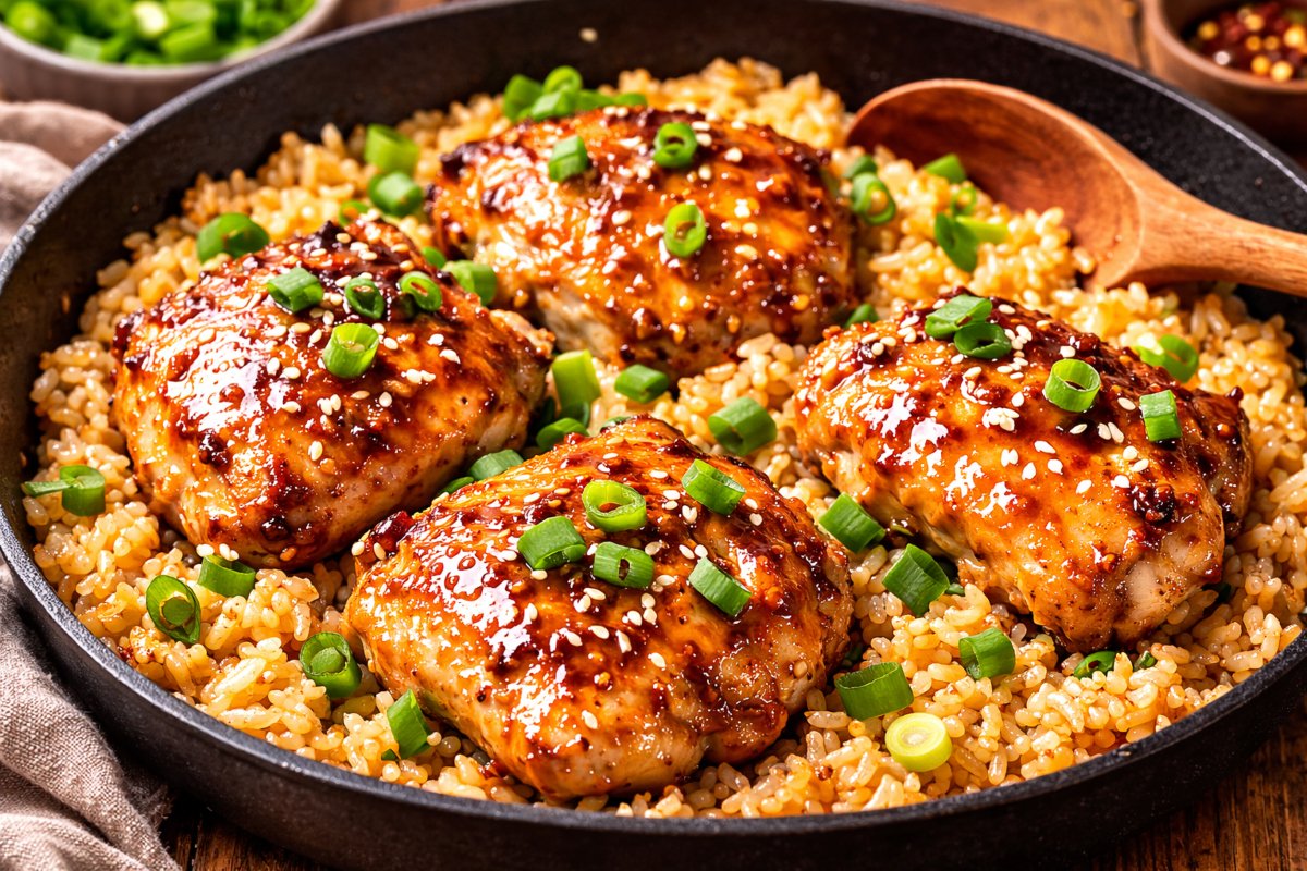 One Pan Honey Garlic Chicken and Rice
