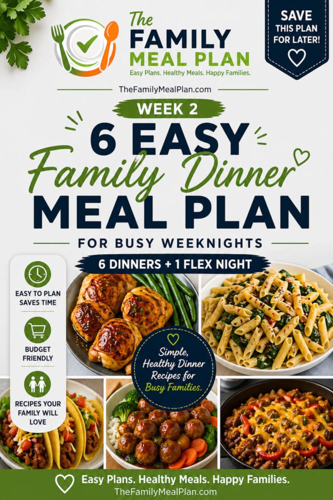 6 easy family dinner meal plan week 2 with healthy budget friendly meals for busy weeknights