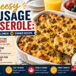 Cheesy sausage casserole header image for a great weekend meal option