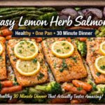 Easy baked lemon herb salmon with roasted vegetables on a sheet pan healthy 30 minute dinner
