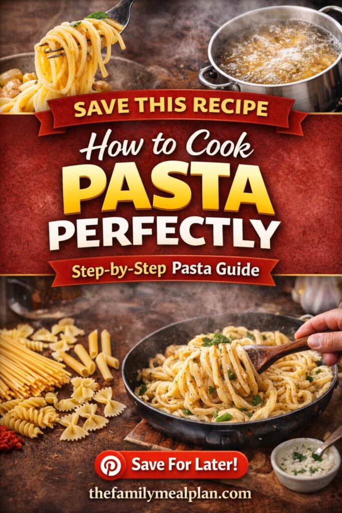 Save this guide to learn how to cook pasta perfectly every time with step-by-step tips for al dente pasta and sauce that sticks