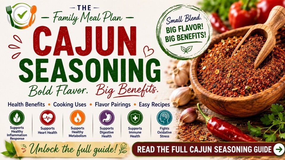 Cajun seasoning health benefits, cooking uses, flavor pairings, and easy recipes from The Family Meal Plan